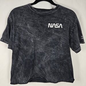 Fifth Sun NASA T-Shirt Acid Wash‎ USA Flag Graphic Tee Space Top Medium Cropped